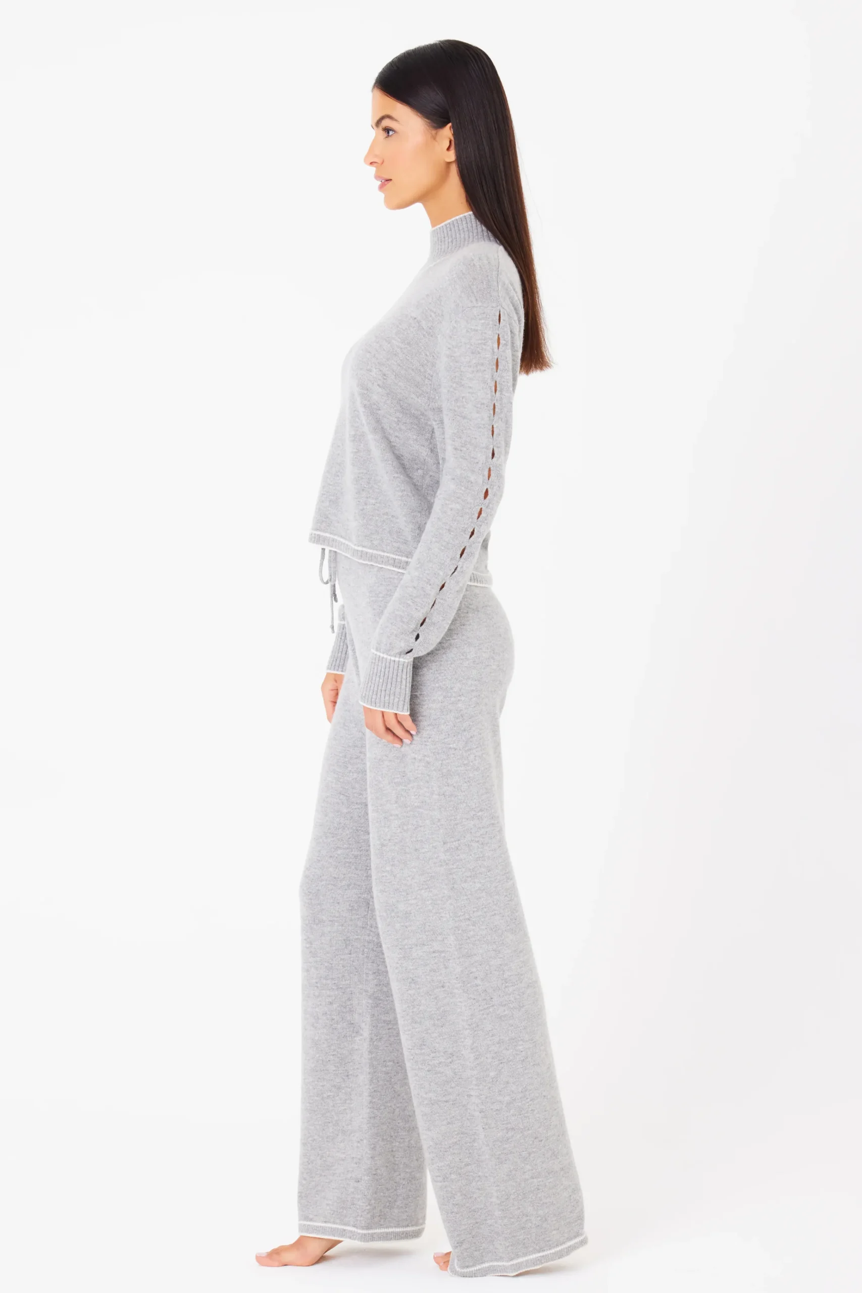GIGI C Lounge|Aubrie Wide Leg Pant Heather Grey