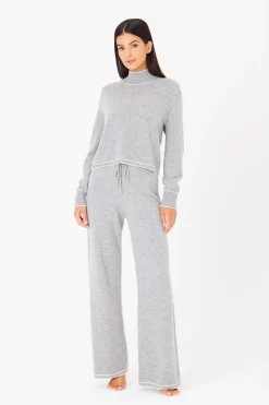 GIGI C Lounge|Aubrie Wide Leg Pant Heather Grey