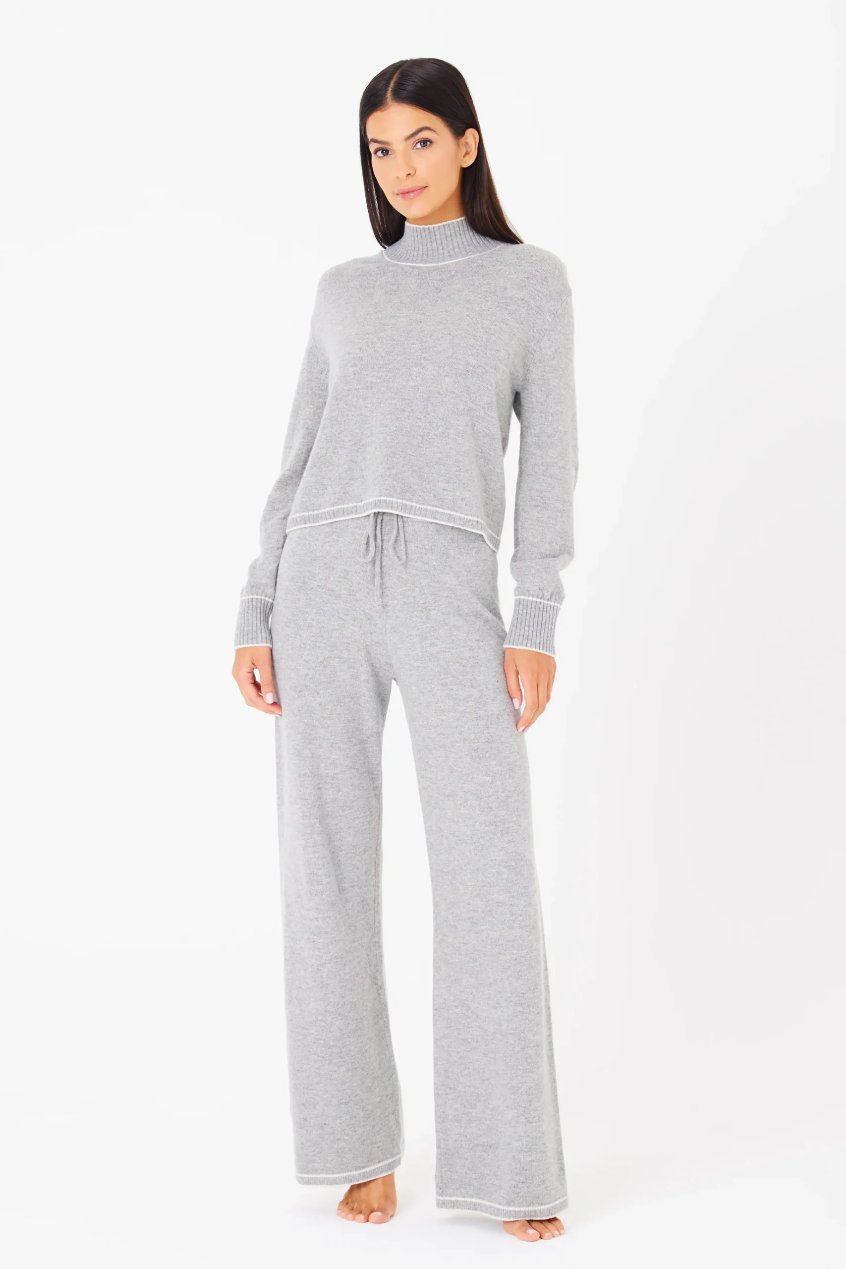 GIGI C Lounge|Aubrie Wide Leg Pant Heather Grey