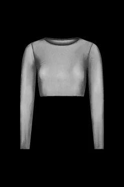 GIGI C Coverups|Matching Sets|Caroline Mesh Crop Top Black