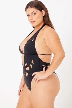 GIGI C One Pieces|Casey Plunging One-Piece Black