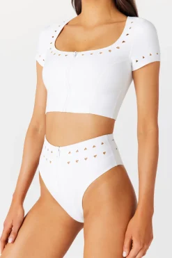 GIGI C Matching Sets|Swim Tops|Jennifer Crop Top White