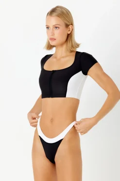 GIGI C Matching Sets|Swim Tops|Maci Crop Top Black & White
