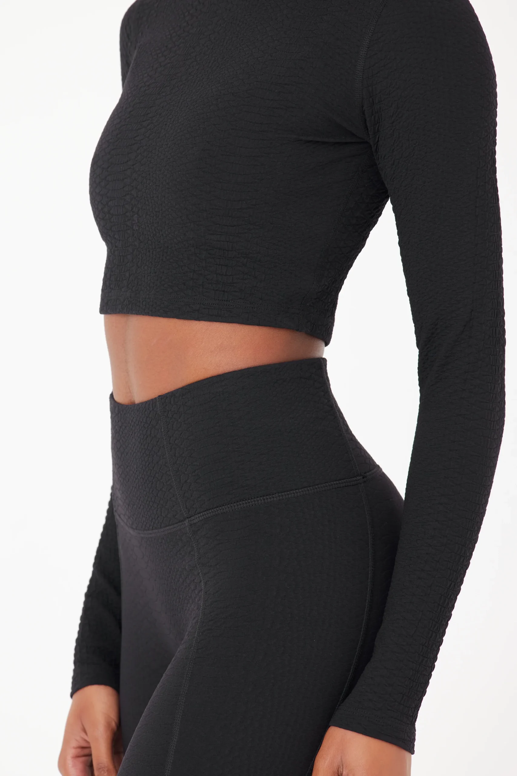 GIGI C Matching Sets|Sport Tops|Quinn Snakeskin Top Black