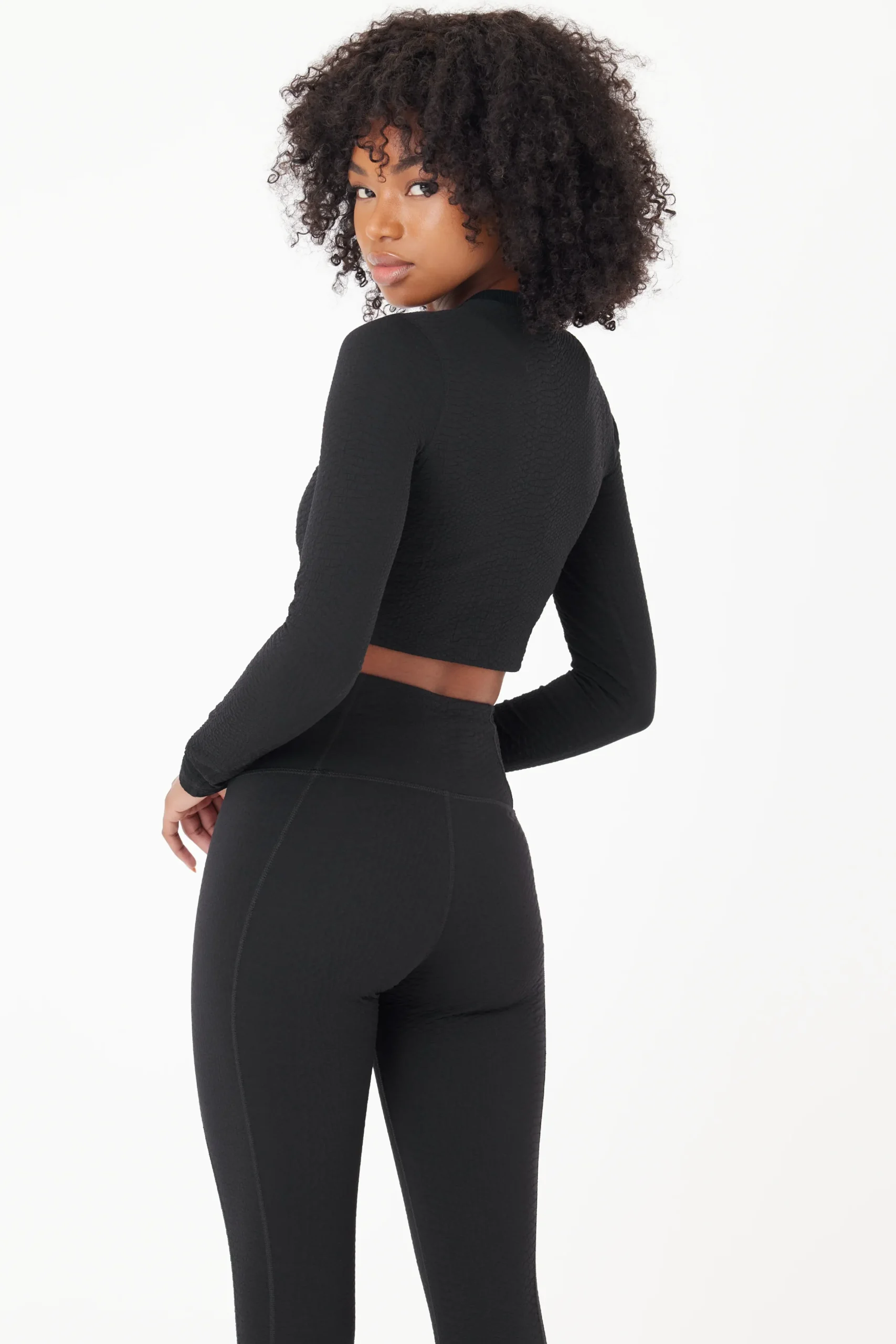 GIGI C Matching Sets|Sport Tops|Quinn Snakeskin Top Black